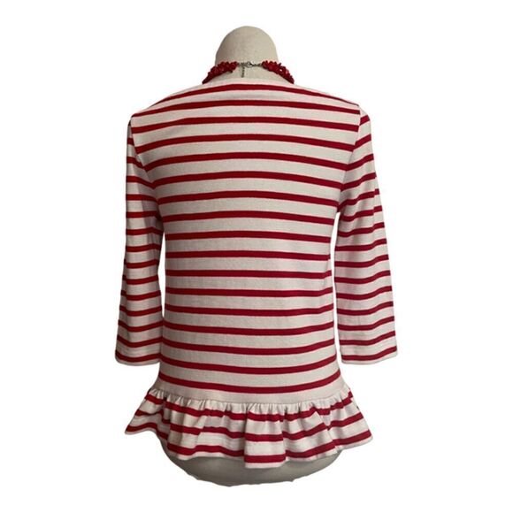 Kate Spade Broome Street Red & White Striped Ruffle Top Size XS - Picture 3 of 9